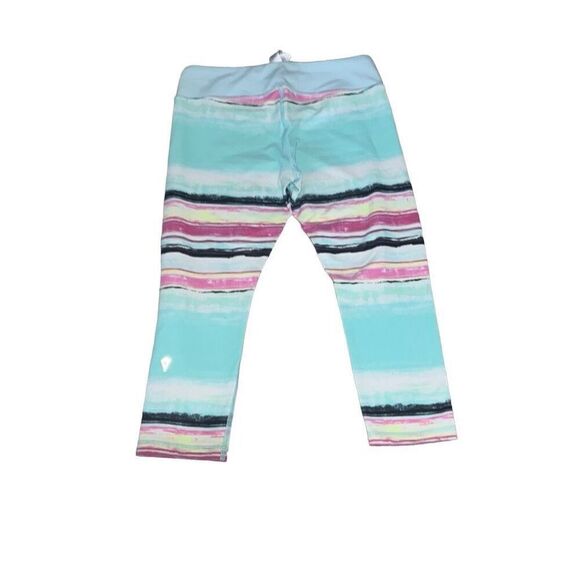 Ivivva by Lululemon Girls Cropped Leggings Watercolor Stripes Athletic Sz 12 - Picture 2 of 7